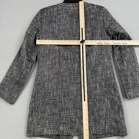 Chicos Jacket Women 0 Metallic Jewel Embellished Tweed Long Blazer Career Cruise - Picture 9 of 13